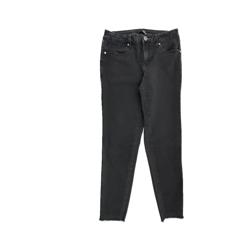 1822 Denim Skinny Jeans Womens 6 Black Ankle Raw Hem Stretch